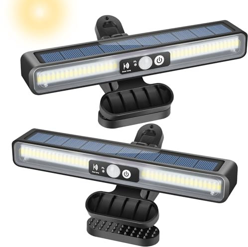 LEKIA Solarlampen für Außen, 2 Stück Anklipsen Solarleuchte Garten mit Bewegungsmelder, 2 Montagearten 3 Modi Wandleuchte mit 36 LEDs (6000k weiß)
