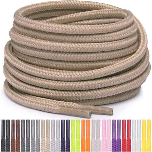 Miscly Lacci Rotondi per Scarpe, Sneaker e Stivali, Disponibili in Diverse Lunghezze e Colori (Cachi, 114 cm)