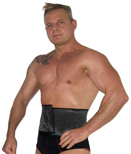 BODYPERFECT Postpartale Bauchband nach der Operation - Unisex-Linderung von Rückenschmerzen - Rückenstütze des Bauchbandbinders - Einstellbare Verschlusshöhe 16 cm (Schwarz, XL)