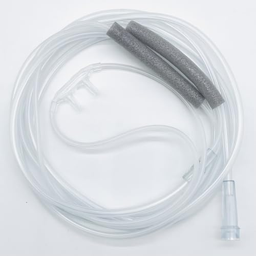 ResOne Soft Adult Oxygen Nasal Cannula 1-Pack - Curved Prongs, Ear Cushions, 7Ft Crush-Resistant Tubing - Soft Curved Nose Piece, Standard Size, Standard Flow 6 LPM