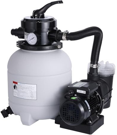 Joybach Pompa filtrante per Piscina di Sabbia, Sistema di Filtro 1/4 HP Pompa Flow 250 W per 8.000 l/h, Altezza di Estrazione Max. 8 m, Volume del Serbatoio Fino a 19 kg di Filtro per Piscina di