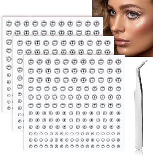FunZing falsk näsa piercing ädelsten klistermärke 3 ark falsk läpppiercing falsk näsa stud icke-piercing ögonbryn klistra på ögonbryn bling ansikte ädelstenar öra kropp icke-piercing smycken 2 mm 2,5