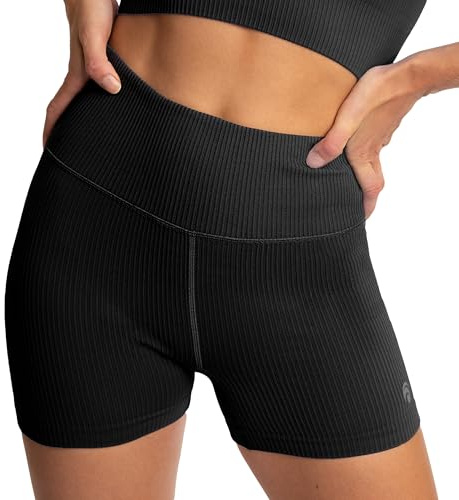 OCEANSAPART Maya Pantaloni da ciclismo da donna a costine – Squadproof e coprenti – Pantaloni corti sportivi con design a vita alta – comodi pantaloncini da palestra per yoga, pilates e fitness