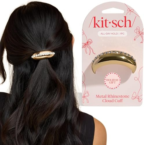 Kitsch Rhinestone Gold Hair Cuff – Decorative Hair Ties For Women, 1pc