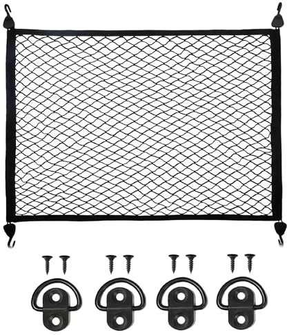 LUMOOM Red para maletero, 100 x 80 cm, red para maletero, seguridad de carga con 4 ganchos para la mayoría de tipos de vehículos, para autocaravanas, transporte de perros