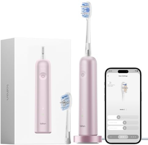 Laifen Wave Pro Cepillo de Dientes Eléctrico Sónico, Tecnología WaveMotion de 60° y 66000 VPM, 70 Días de Autonomía, Sensor de Presión, Carga Inalámbrica, 2 Cabezales Pro Incluidos (Aluminio Rosa)