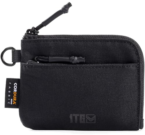TG Petit Porte-Monnaie en Cordura 500D avec Fermeture éclair pour Homme et Femme, Noir, Version Non Molle