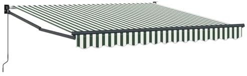 LMTYOENFG Toldo con brazo articulado retráctil 300 x 250 x 165 cm – Toldo manual de poliéster para jardín y terraza – Protección solar robusta en verde y blanco con marco estable