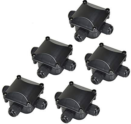 Pretop Wasserdichte Abzweigdose [5er-Pack] Kabelmuffe, Wasserdichte Verbindungsdose, Verteilerdose, Dosenmuffe Erdkabel IP68 230V [Schwarz]