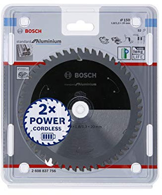 Bosch Professional Disco de sierra circular Standard for Aluminium (aluminio, 150 x 20 x 1,8 mm, 52 dientes, accesorio de sierra circular sin cables)