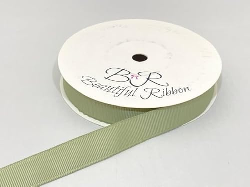 1 Full Roll Reel of 16mm x 20 metres Grosgrain Ribbed Ribbon Moss Dusky Sage Green Double Sided 16 mm 5/8 1/4 1.6cm