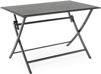 Outdoor-Tisch aus anthrazitfarbenem Aluminium ELIN 110x70x h71 cm