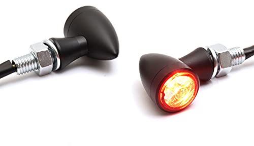 Dock66 Motorcycle Parts 1 Paar LED 3in1 Blinker mit Rücklicht und Bremslicht im Bullet Style für Motorrad schwarz, ECE Zugelassen
