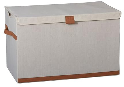 LOVE IT STORE IT Premium Große Aufbewahrungsbox mit Deckel - Truhe für Wohnzimmer - Aus hochwertigem Stoff - Extra stabil - Beige - 62x37,5x39 cm