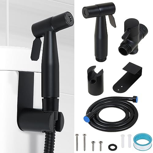 Handheld Toilet Bidet Sprayer Kit, Stainless Steel Toilet Water Spray Bidet Attachment with Hose, Bathroom Shattaf Cloth Diaper Sprayer Set for Personal Hygiene, Feminine Hygiene, Pet Shower