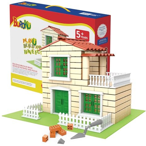 Buroku - Jeu de Construction de Maison en Briques | 171 Pièces en Plastique ABS Sûr pour Les Enfants | Améliore Les Compétences Précoces et Le Développement de l'Intelligence | Matériau Recyclable