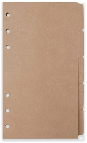 Zelten Recambios/Hojas sueltas para carpeta de anillas con tapa A6/Organizador personal/Planificador(A6 6 Holes, Divider Horizontal Brown Paper)