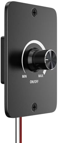 DoRight 12V Dimmer Switch, 5A 60W Low Voltage PWM Dimmer, 12 Volt Dimmer Switch for LED Lights, Smart Dimmer Light Switch for RV Auto, Camping Trailers, Boats, Caravans, Campervan, Black