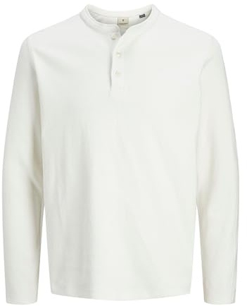 JACK & JONES Jprblutyrell Ls Henley Tee T-Shirt, Cloud Dancer, S Hommes