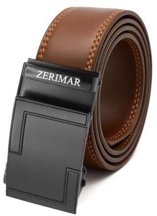 Zerimar, Cinturón para Hombre de Piel Vacuno Genuino, Hebilla Trinquete Automática y Ajustable, Ancho 35mm, Accesorio para pantalones