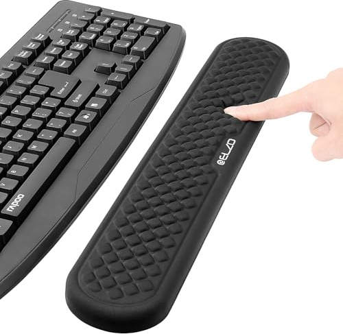 ELZO Clavier Repose-poignet Suppor tavec Points de Massage, Souple Mousse à mémoire, Ergonomique Conception pour, Pad de Clavier avec Anti-dérapant Coussin, Soulage Douleurs au poignet (Noir)