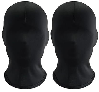 Yabonie Black Full Face Mask, Full Head Cover - Spandex Mask Hood for Halloween Party Cosplay - 2pcs