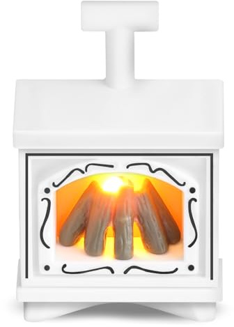 Chimenea en Miniatura con Iluminación LED, Chimenea Casa de Muñecas, Chimenea Miniatura Chimenea de Casa de Muñecas, Muebles para Casa de Muñecas, Accesorios Miniaturas para Casa de Muñecas (Blanco)