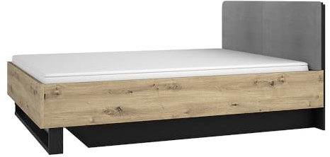 Lomadox Bett Doppelbett 160x200, Graphit mit Artisan Eiche, Lattenrost aufklappbar, Stauraum