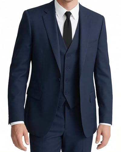 WYWK Mens 3 Piece Suit Tuxedo Jacket Adjustable Waistcoat Trousers Tie Set