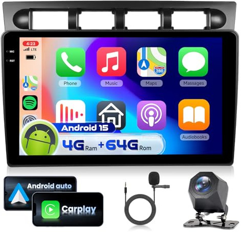 4G&64G 9 Autoradio per Kia Morning/Picanto 2007/EURO STAR 2001-2011 con Carplay Android Auto Wireless Android 15,Bluetooth RDS/FM Radio,Wi-Fi GPS Navi,Telecamera posteriore AHD