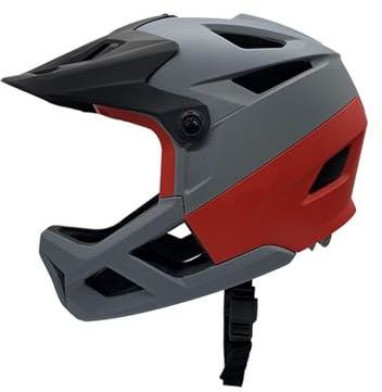Luocute Casque de Vélo de Montagne Intégral, Visière Réglable Légère et Port de Lunettes, Casque de Vélo Résistant aux Chocs pour Hommes et Femmes, avec Ventilation Supérieure 55-59 Cm (Rouge)