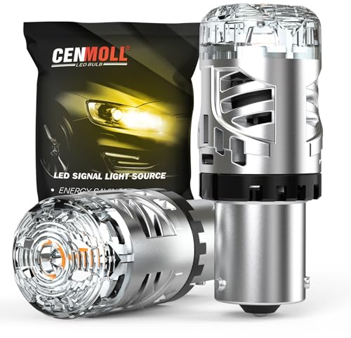 Lampadine per indicatori di direzione PY21W giallo ambra, super luminose al 600% (6000 lumen), 12 V, BAU15S PY21W, lampadine LED Canbus senza errori per indicatori di direzione luci di posizione, 2 Pz