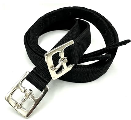 ES5012 - Set di cinghie in nylon per sella e sella versatilità, antistrappo con fibbie in acciaio inox in molti colori, cinghie regolabili per adulti e bambini (nero, 120 cm)