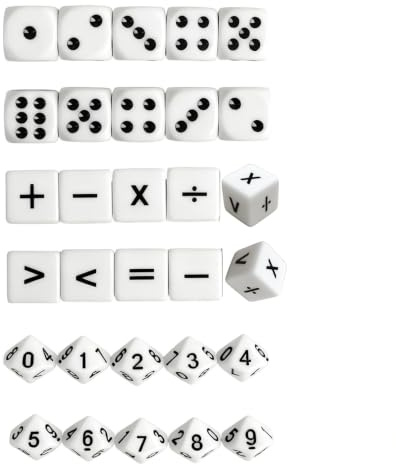 30 Pièces Dés Acrylique 16 mm, Ensemble avec 10 d’Opérations 10 Numériques 10 à Points, Dés 10 Faces pour Calculs Statistiques et Activités Numériques