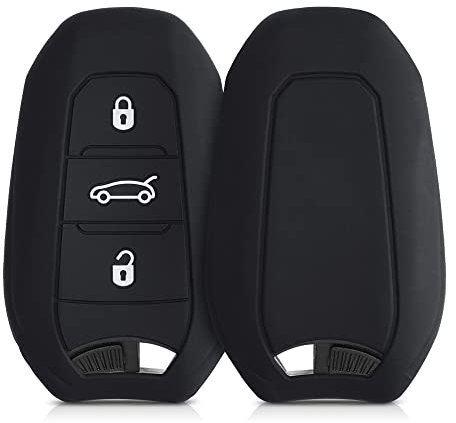 kwmobile Autoschlüssel Silikon Hülle kompatibel mit Peugeot Citroen 3-Tasten Smartkey Autoschlüssel (nur Keyless Go) - Schlüsselhülle in Schwarz