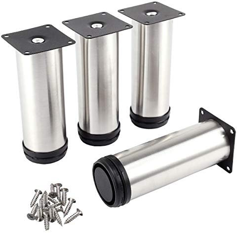 mengger MöBelFüßE Verstellbare Möbelfuss Runde Edelstahl Metall Unterstützung Küchenschrank Couchtisch Foot TV Tischbeine Sofa Fuß Home Improvement Hardware 4 pcs Möbel Beine Füße (50 * 150mm)