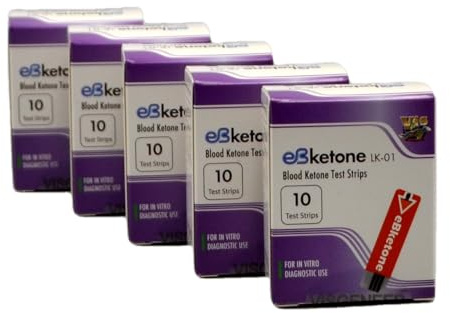 EBketone Lot de 50 bandelettes de test de cétone sanguine