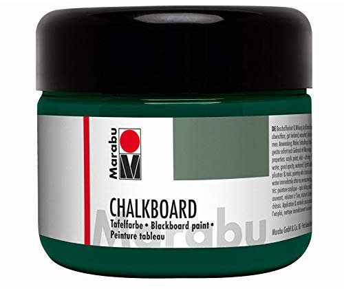 Marabu 12750025868 - Chalkboard Tafelfarbe, Tafel Grün, 225 ml Dose, deckende Acrylfarbe, mit Tafelkreide beschreibbar und feucht abwischbar, wasserfest und lichtecht