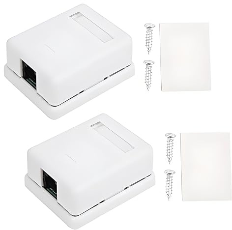 Scatola Montaggio su Superficie, 2 Pezzi Scatola Montaggio su Superficie RJ45 Cat6 Scatole di Giunzione per Rete Informazioni Desktop a Porta Singola Cat6, con Viti Integrate e Lunga Durata