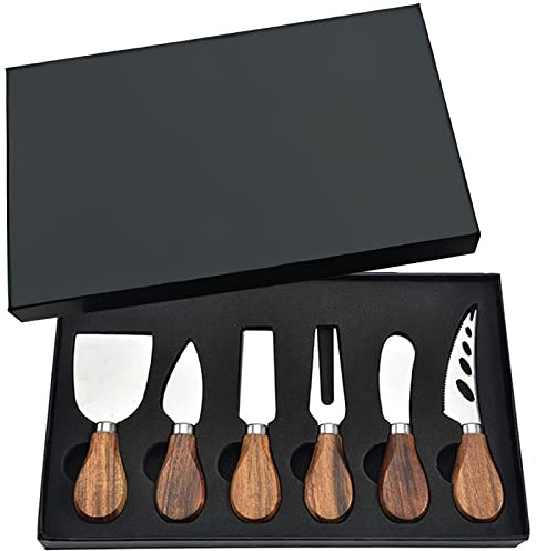 Cheese Knives Set, 6-Piece Stainless Steel Cheese Knife Collection with Cheese Slicer Cheese Cutter Cheese Fork,Cheese Spreading Knife for Charcuterie Boards and Cutlery Gift Set