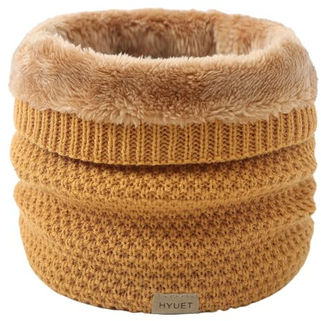 HYUET Winter Fleece Lined Neck Warmer - Thermal Double Layer Windproof Infinity Scarf for Men & Women, Thickened Knitted Snood for Skiing, Motorcycle, Cycling & Outdoor