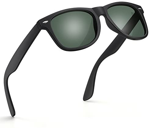 wearPro Polarised-Sunglasses-Mens-Womens-UV404-Protection Rectangular Sunglasses Retro Black Sun Glasses Unisex Classic Ultralight Shades For Cycling Driving Fishing(black green)