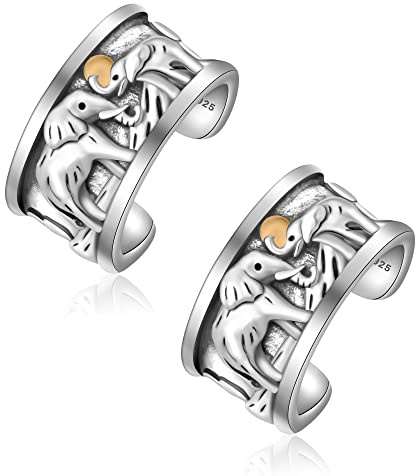 Ear Cuff 925 Sterling Silver Elephant Cuff Earrings Hypoallergenic Ear Cuffs Non Piercing Earring Cartilage Cuff Earring Elephant Clip On Cuff Earring for Women