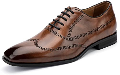 MEIJIANA Herren Oxfords Schuhe Herren Schnürhalbschuhe Klassischer Herren Elegante Schuhe Anzugschuhe Herren, Braun-02, 43 EU (10 UK)