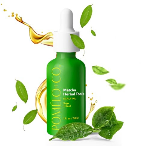 Pomélo+Co. Kopfhautserum mit Bergamotten-, Salbei- und Rosmarin-Öl als Wellness-Behandlung für die Kopfhaut/Hair Oil, Haar Öl, Scalp Serum, Haarpflege für feines Haar/Matcha Herbal Tonic 30ml