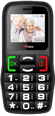 TTfone TT220 Big Button Mobile Phone for the Elderly with Emergency Assistance button, talking keys, long battery life, Simple easy to use - Pay As You Go (O2, with £20 Credit, Black)