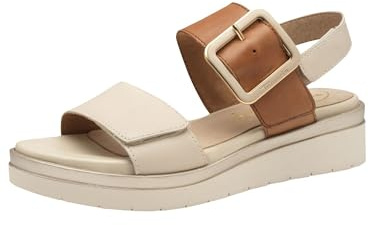 Tamaris Comfort sandali da donna bassi in pelle con fibbia, Multicolore (Ivory Comb), 38 EU