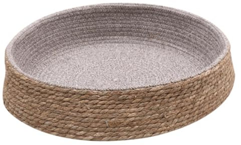 minkissy Rattan Pet Nest Cat Basket Bed Round Shape Dog Bed for Small Pets Breathable Design for Indoor Use