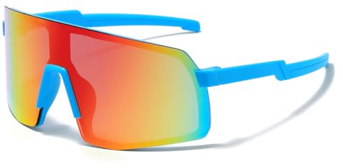 JOVAKIT Kids Baseball Sunglasses for Boys Girls Age 3-13, Youth Baseball Sun Glasses UV400 Sports Cycling Shades (Blue/Red Mirror)