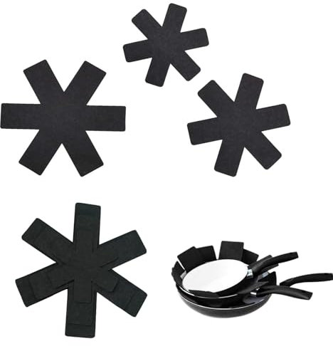 Pan Protectors for Stacking - 6PCS Pan Protectors in 3 Sizes (20/30/38cm) Saucepan Pads Black Pot Separators for Protecting and Preserving Cookware Eco-Friendly and Durable